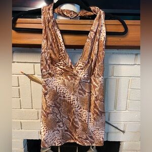 Express silk snake skin halter tank top